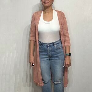 Sage & Flower Clothing Co Dusty Pink Open Cardigan Duster Sz L/XL NWOT